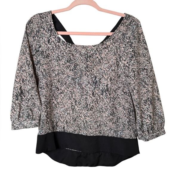 BCBGeneration Black and Cream Patterned Blouse - Picture 1 of 5